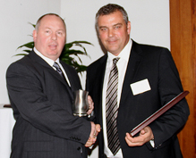 John McGhin, who has been with Chirmarn for 17 years, was presented with the award by Grant Beglan